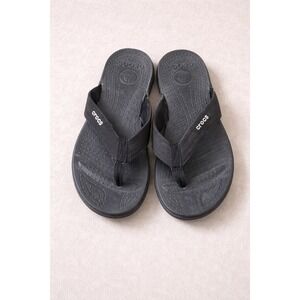 Crocs Athens Flip Flops Womens Size 9 Black Comfort Thong Sandals 10001